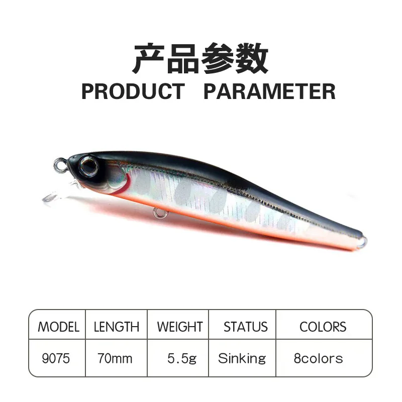 Wobbler Minnow Hundido con Ojos 3D – Señuelo de Pesca - imagen 4
