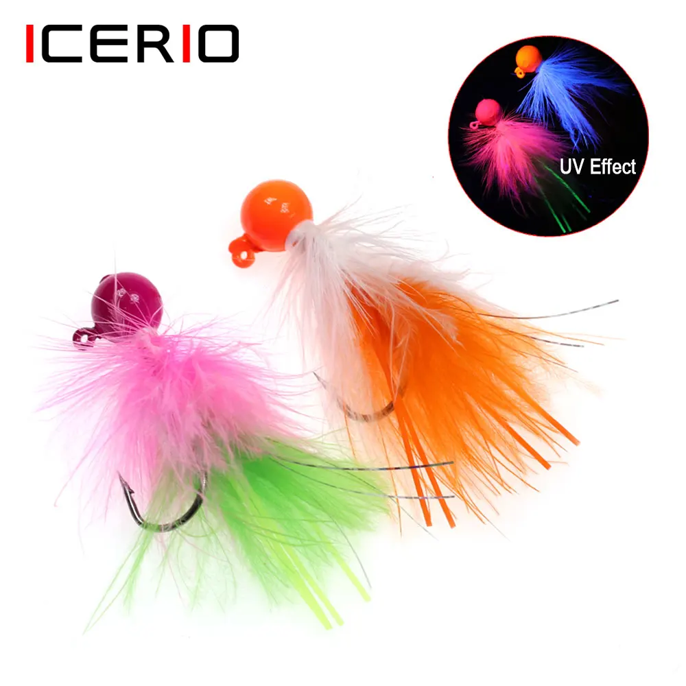 Jig Head Marabou UV Fluorescente ICERIO para spinning