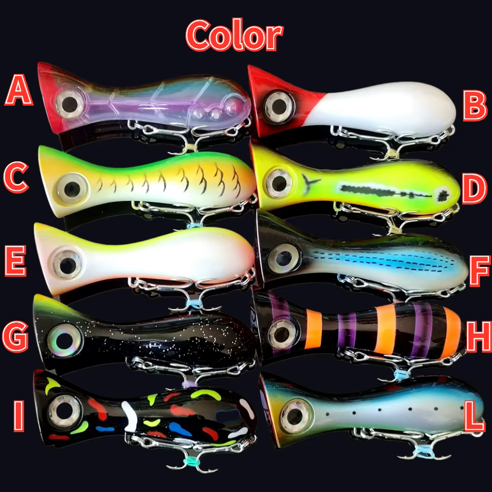 Señuelo Popper superficie 3D boca grande para pesca de agua dulce - imagen 3