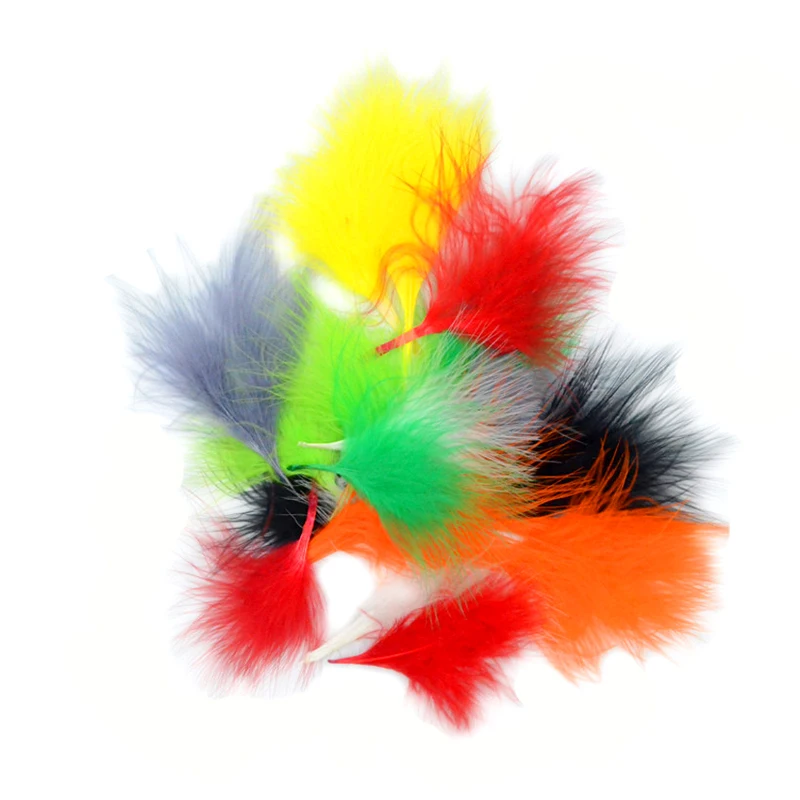 Lote de 80 plumas de pavo marabú en 8 colores para atar moscas de pesca