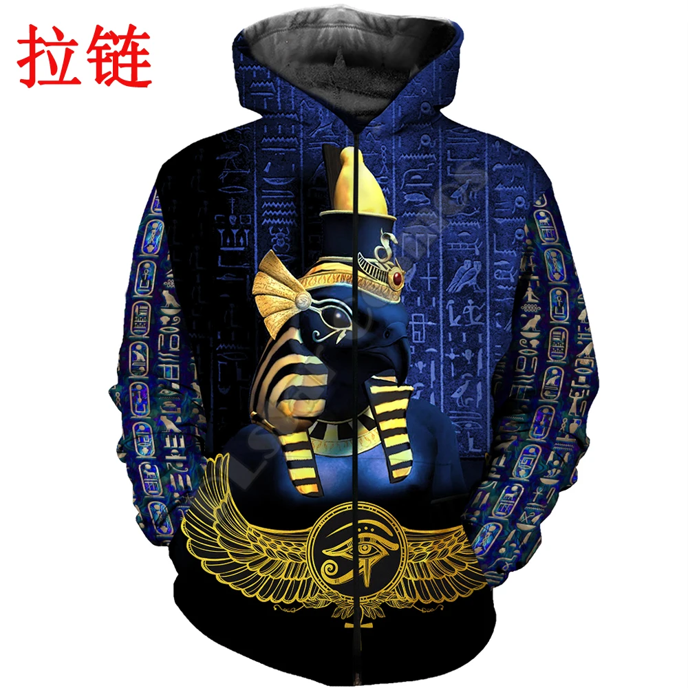 Sudadera con capucha 3D Horus egipcio hombre Harajuku unisex otoño