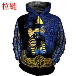 Sudadera con capucha 3D Horus egipcio hombre Harajuku unisex otoño
