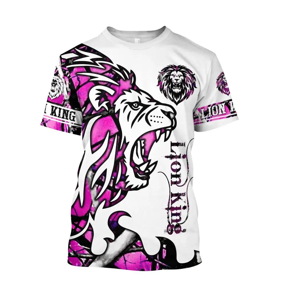 Camiseta 3D León Manga Corta Harajuku para Hombre - imagen 4