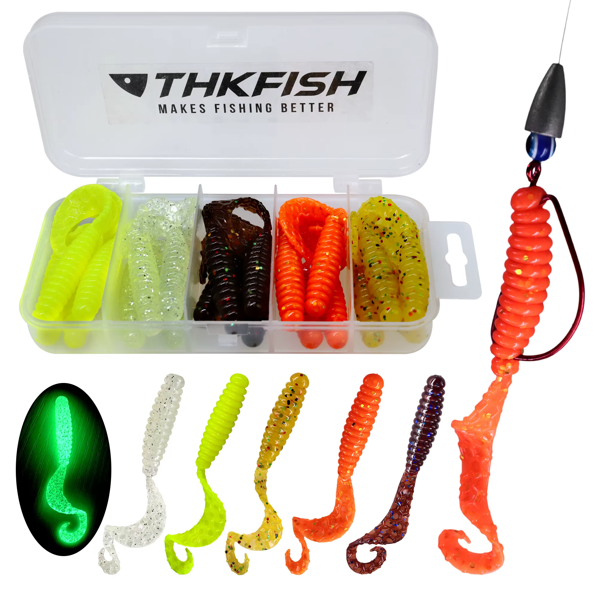 THKFISH Señuelo de Silicona 65mm – Imitación Gusano Trucha Lubina