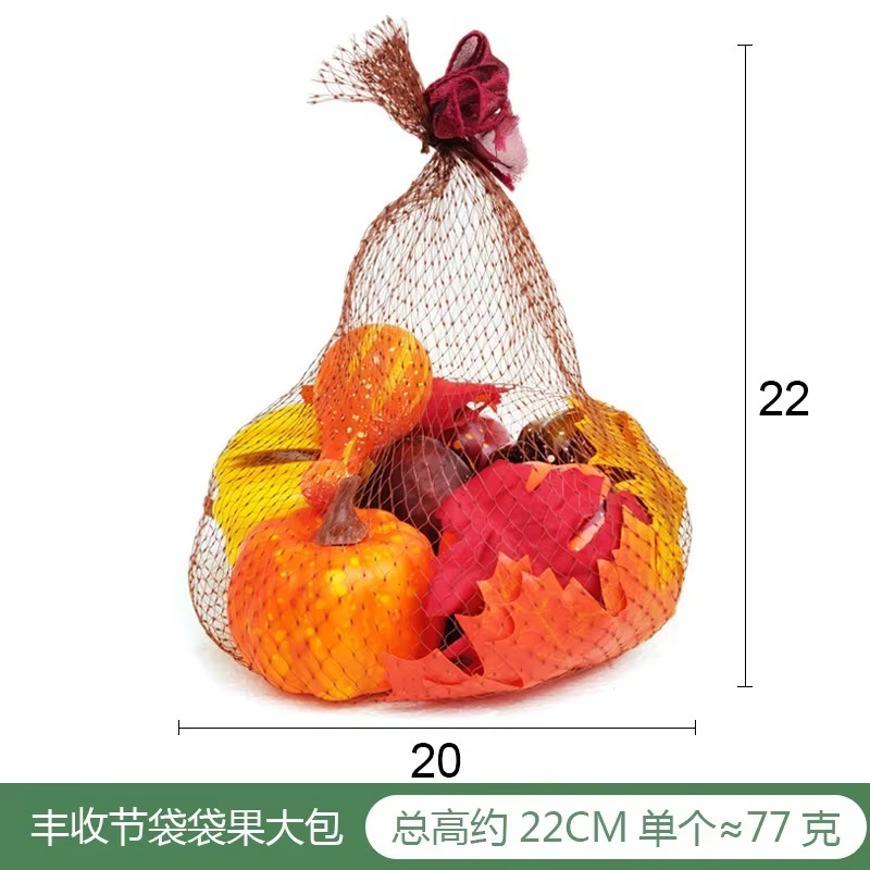 Vista general del set de adornos de frutas artificiales para celebración otoñal