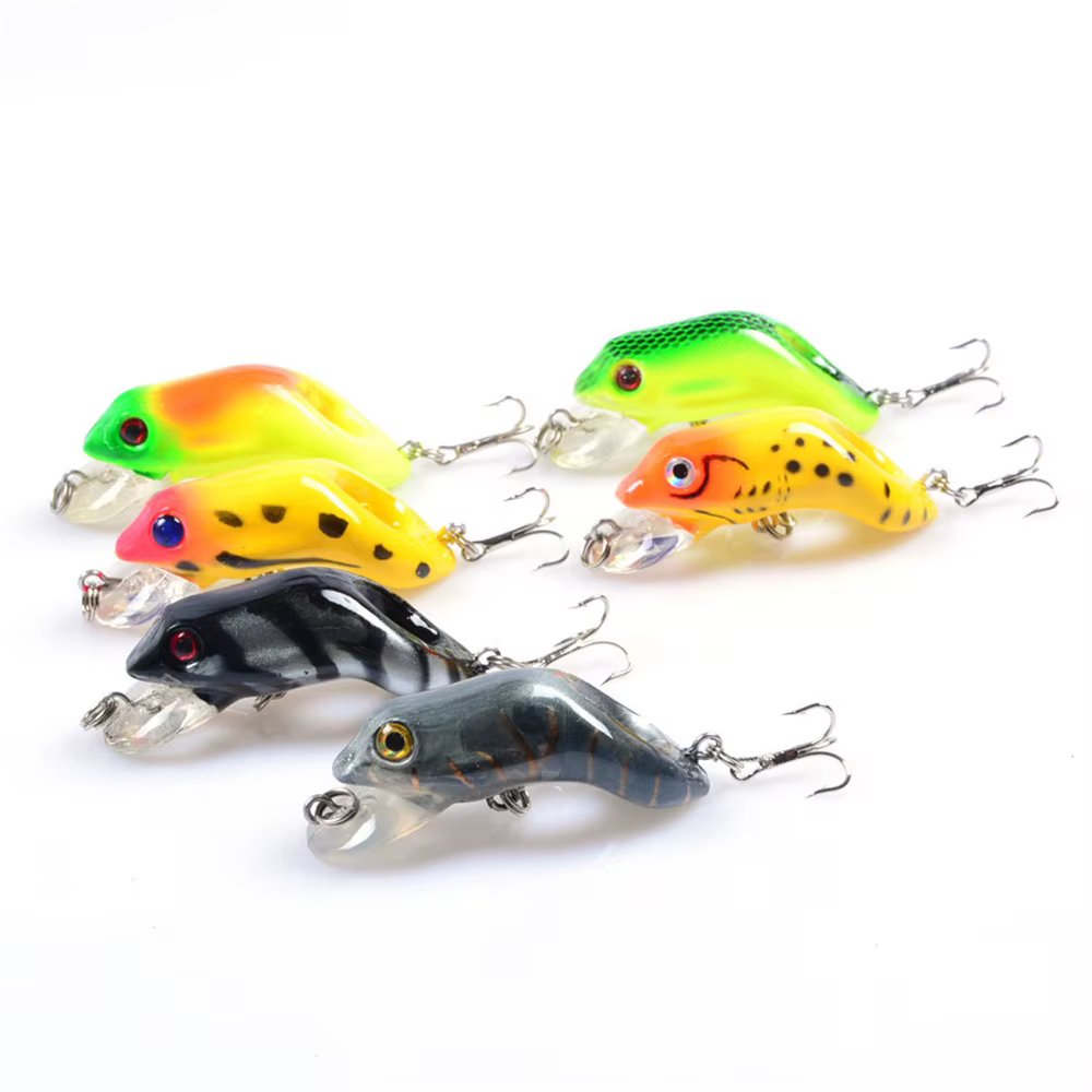 Señuelo de rana en posición de pesca