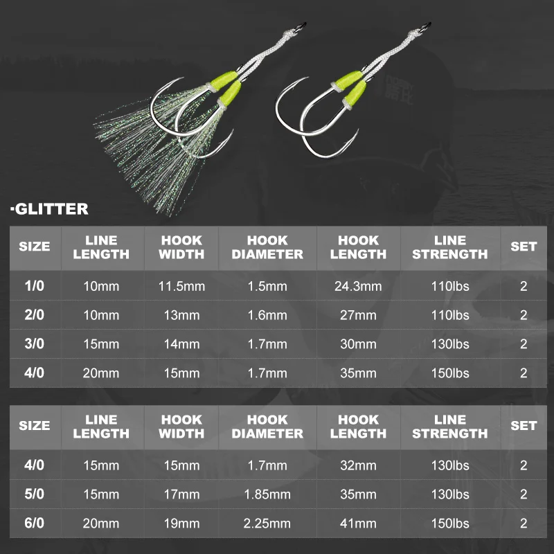 NOEBY anzuelos dobles para jigging lento – anillo sólido agua salada - imagen 4