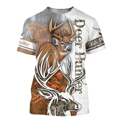 Camiseta Caza Estampado 3D Ciervos – Estilo Harajuku Veraniego