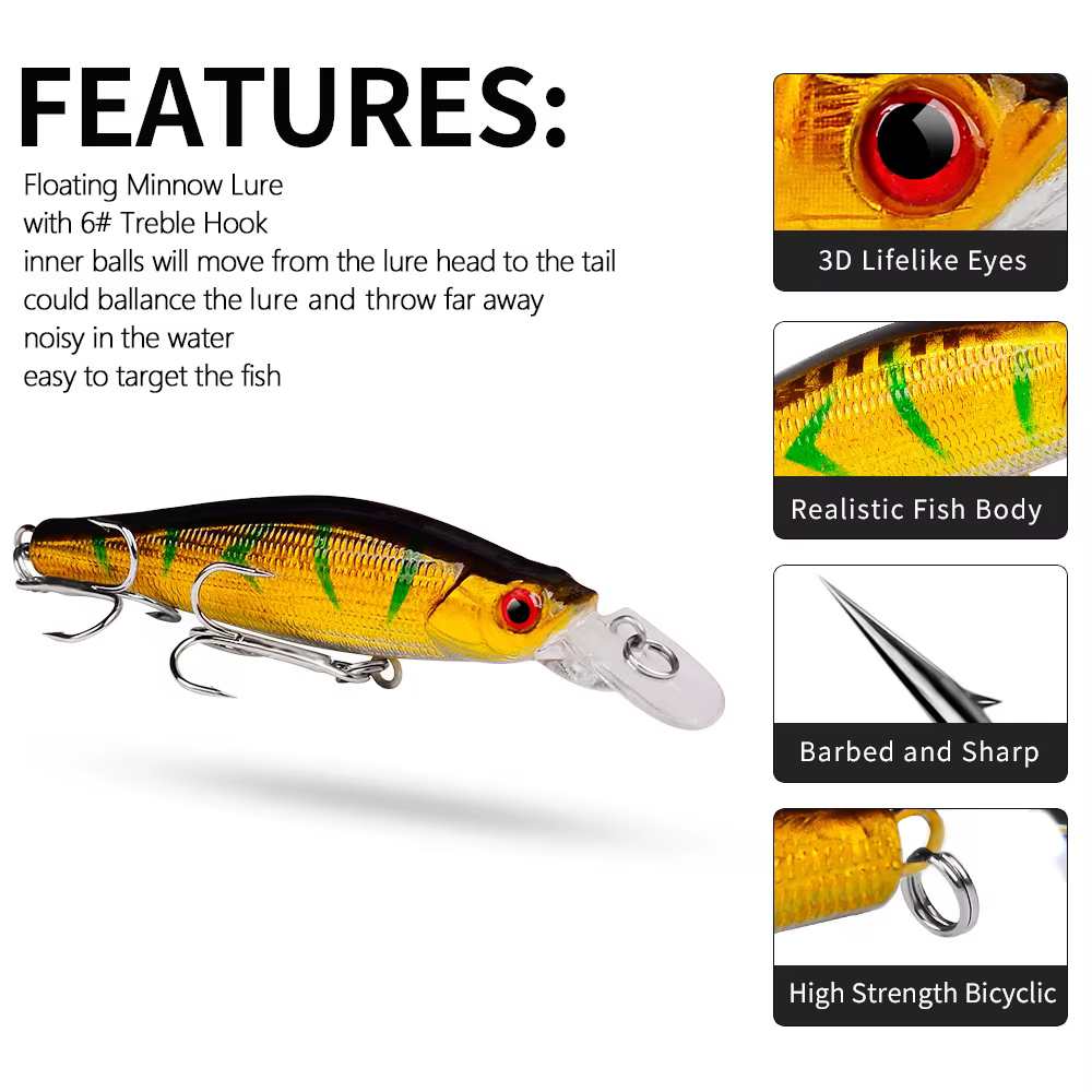Wobbler flotante para lucio – 9cm 8,4g agua salada - imagen 3