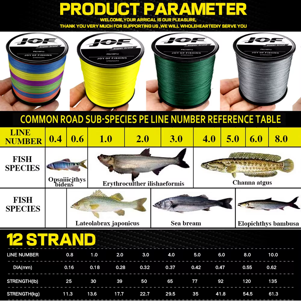 JOF X12 X8 Hilo trenzado PE 12/8 – Línea pesca agua salada - imagen 3