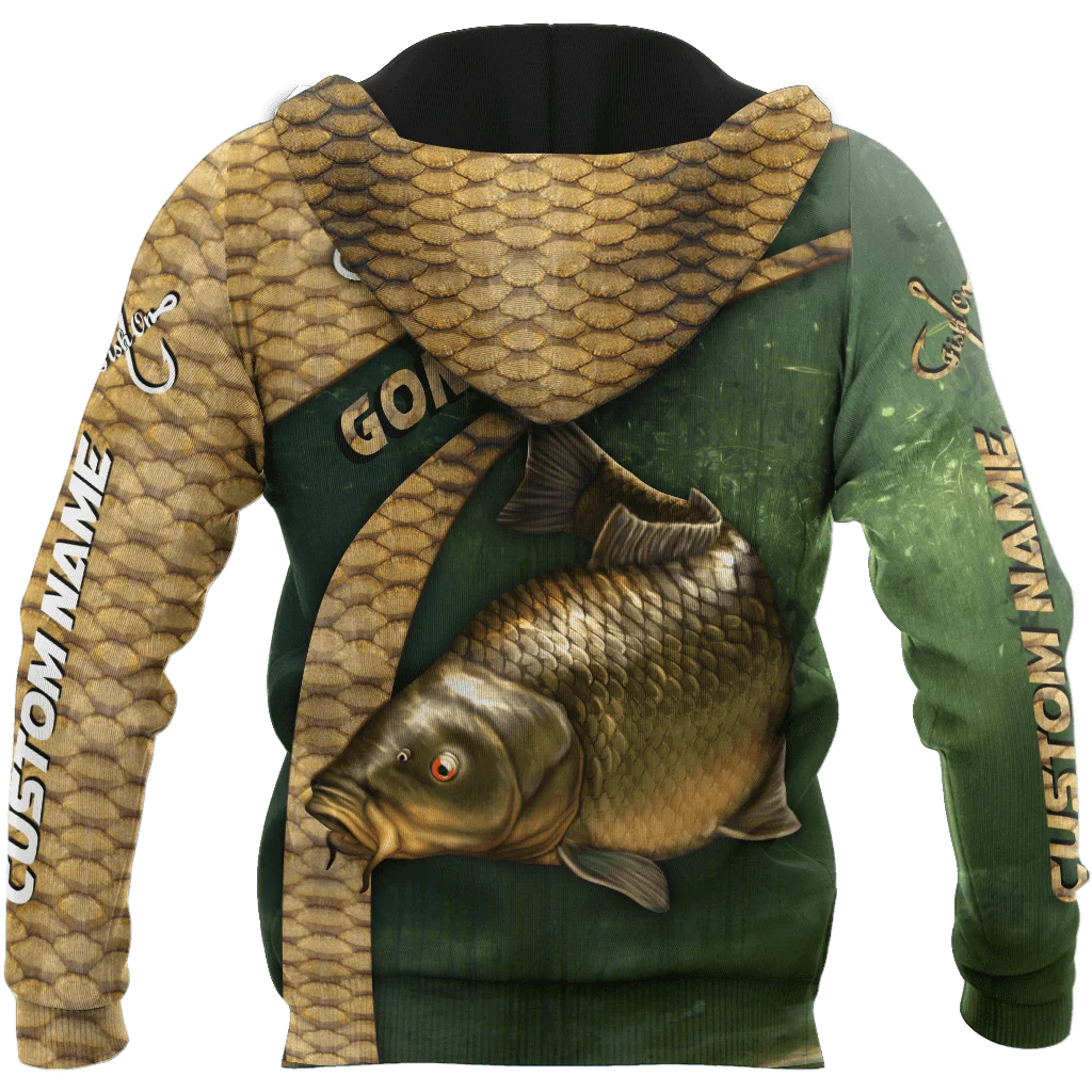 Sudadera camuflaje pesca carpa 3D con nombre hombre cremallera - imagen 4