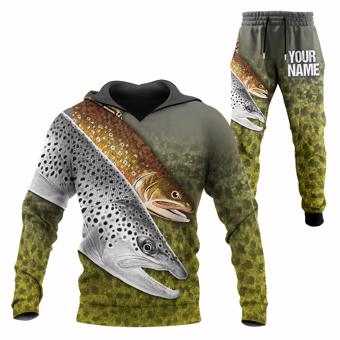 Sudadera pesca masculina con diseño trucha 3D