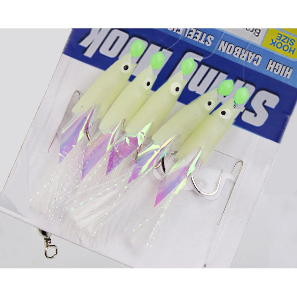 Plumas de caballa acero al carbono con anzuelo triple luminoso mar - imagen 5