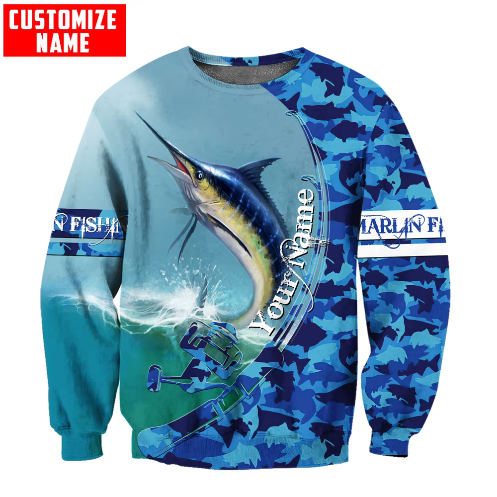 Sudadera Camo 3D Marlin Fishing – Unisex con cremallera - imagen 5