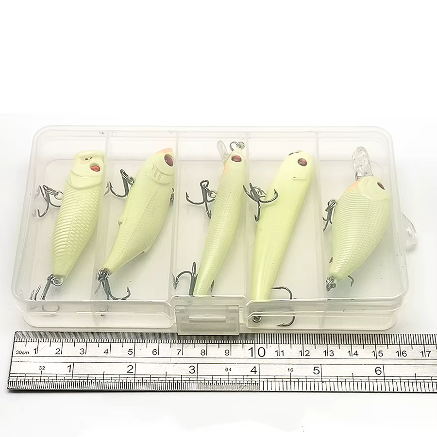 Kit Señuelos Artificiales Wobbler Minnow Popper para Noche Invierno - imagen 4