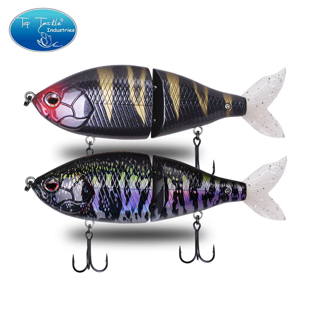Swimbait duro multiarticulado con cola suave para pesca en agua salada