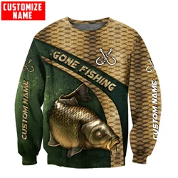 Sudadera camuflaje pesca carpa 3D con nombre hombre cremallera