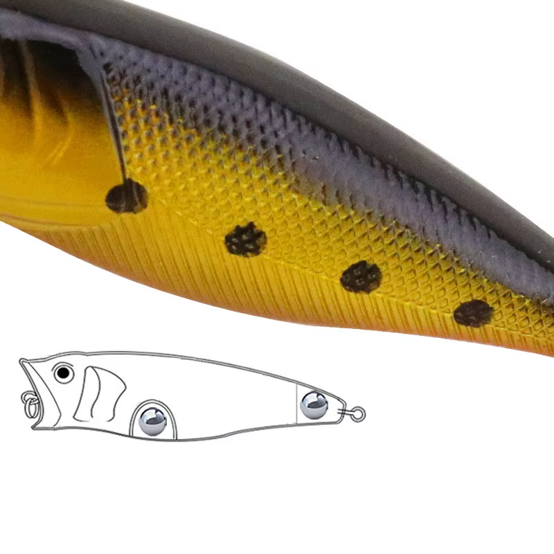 Boom Popper señuelo superficie 7cm 8,5g bolas de acero - imagen 2