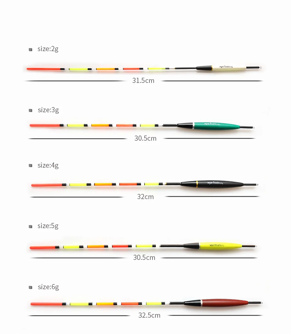 Flotador de abeto tamaño 2-6g en tono naranja