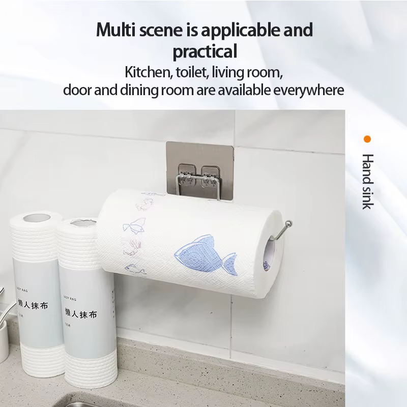 Soporte colgante de papel higiénico de baño con toallero y estante - imagen 2