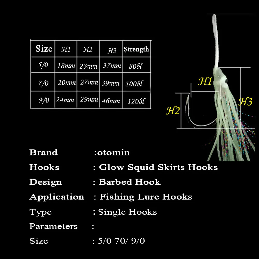 Anzuelos Jigging BKK de carbono con faldas de calamar luminosas - imagen 5
