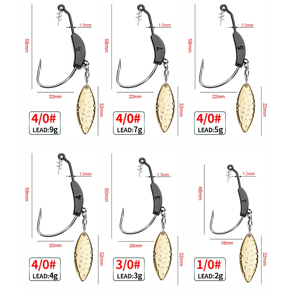 Anzuelos offset de acero alto carbono con púas para lucio y vinilo - imagen 5