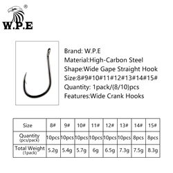 W.P.E BKK Anzuelo de púas para carpa – Acero al carbono, vástago ancho