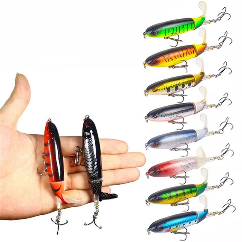 Whopper Popper Señuelo Plopper con cola giratoria y cuerpo duro