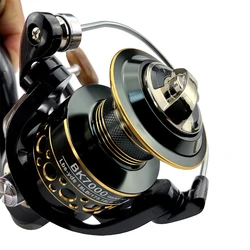 Carrete spinning de metal con mango de madera – Ambidextro