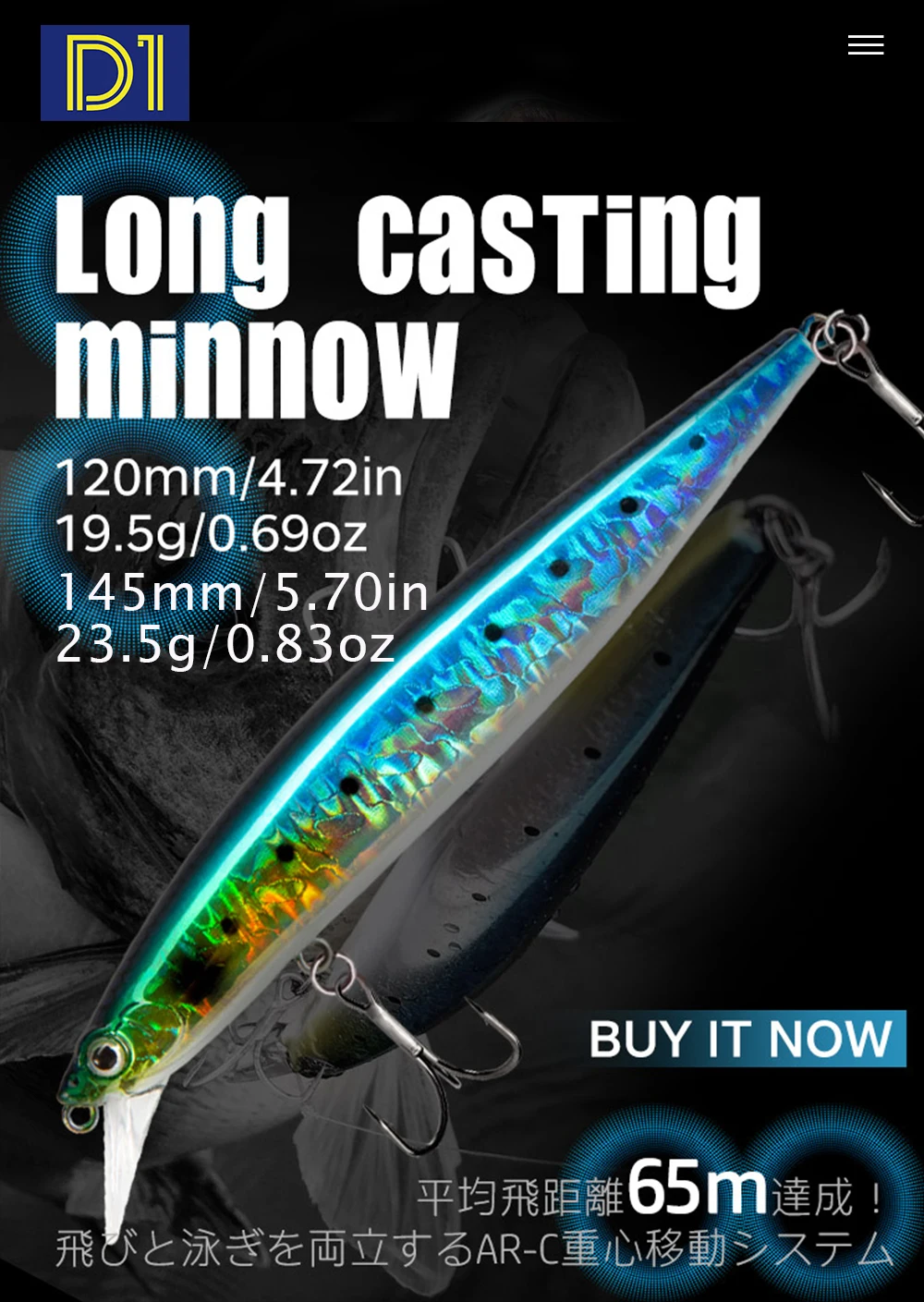 Vista general del señuelo D1 Assassin Minnow 145 mm