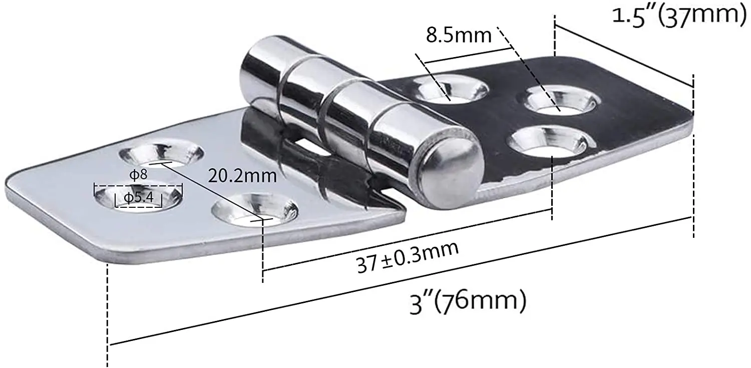 Bisagras marinas de acero inoxidable para barco – 3 x 1,5 pulgadas - imagen 3