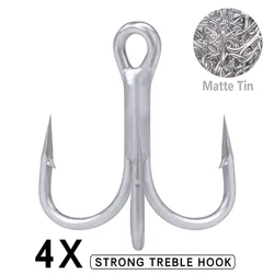 Anzuelos Treble Carbono Mate Alta Resistencia 4X Agua Salada