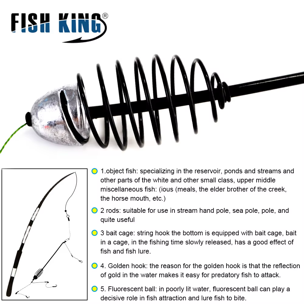 FISH KING Jaula Alimentadora para Carpas con Gancho de Púas Aparejos - imagen 3