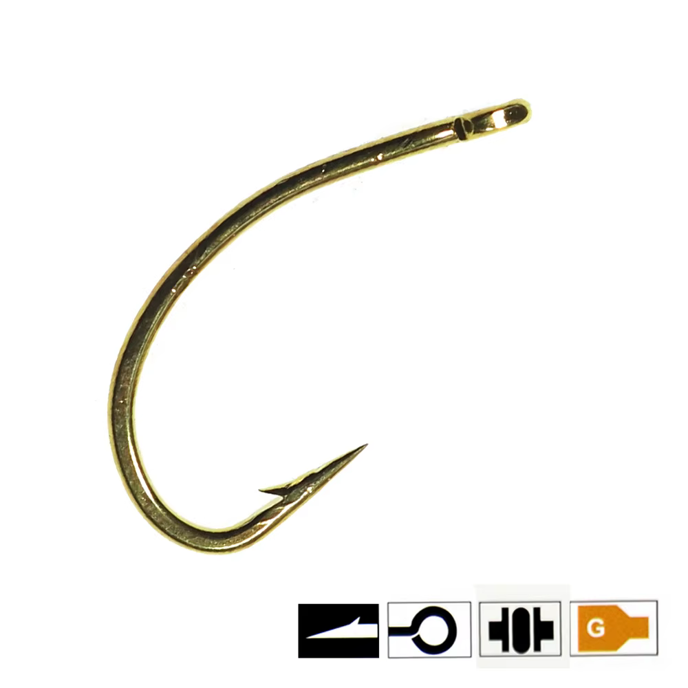 Anzuelo Ninfa Scud Curvo Dorado para atado de mosca - imagen 5