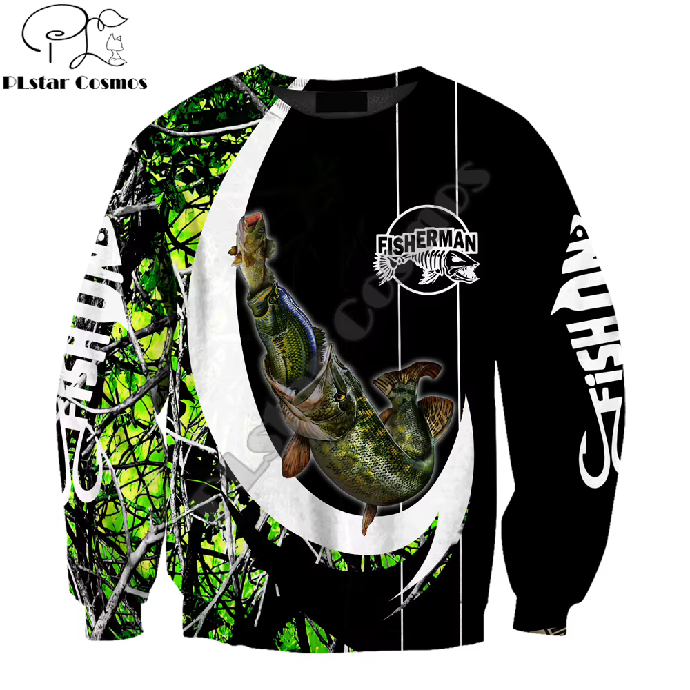 KJ416 Sudadera pesquera lubina estampado 3D Unisex otoño invierno - imagen 2