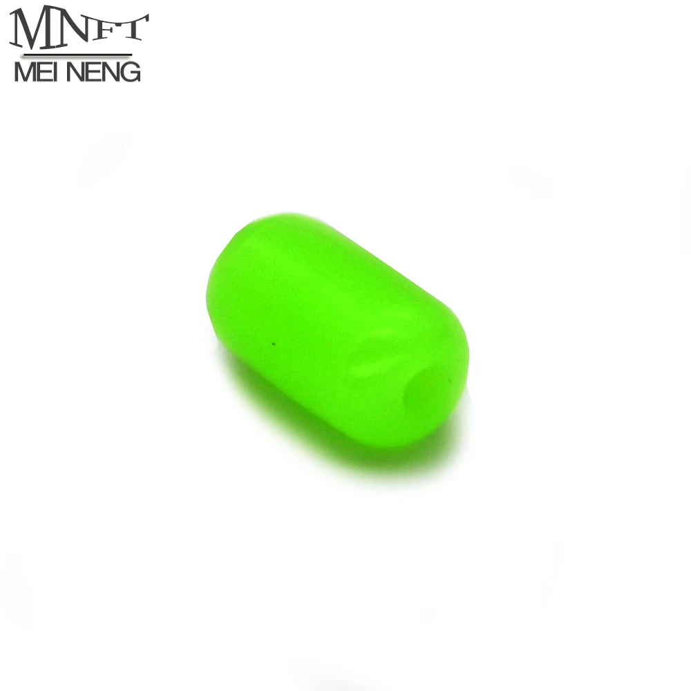 Cuentas de pesca luminosas cilíndricas verdes 7x12mm MNFT