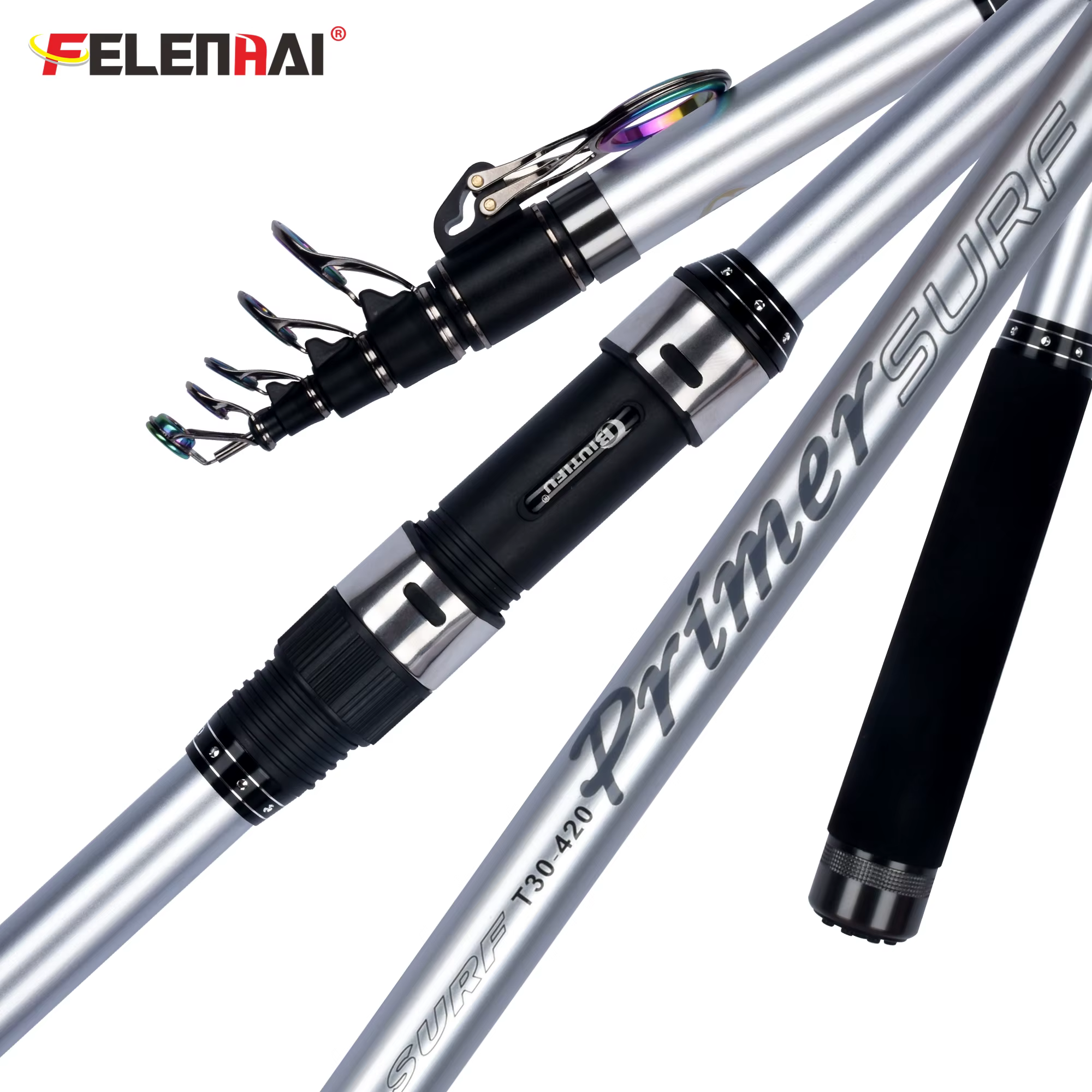 FELENHAI Caña Telescópica de Viaje Carbono 30T Surfcasting Giratoria