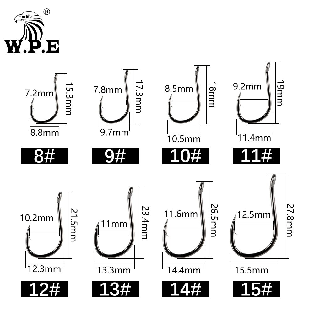 W.P.E BKK Anzuelo de púas para carpa – Acero al carbono, vástago ancho - imagen 5