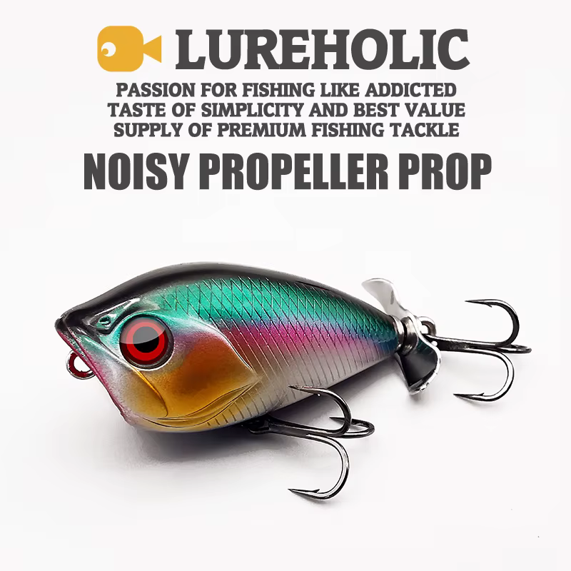 Lureholic Pop Prop Señuelo Topwater Hélice Ruidosa Trucha y Lubina
