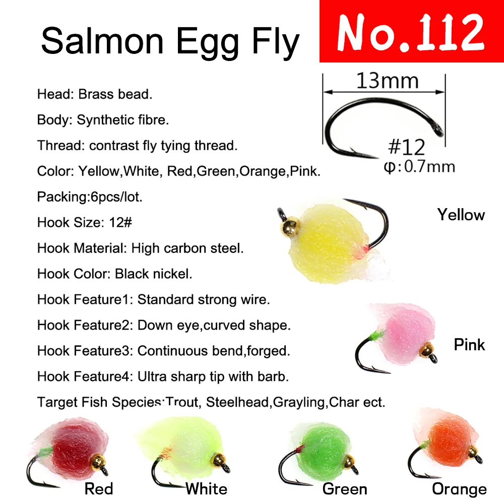 WIFREO Moscas de Huevo Latón Glo – Señuelos para Trucha y Salmón - imagen 4