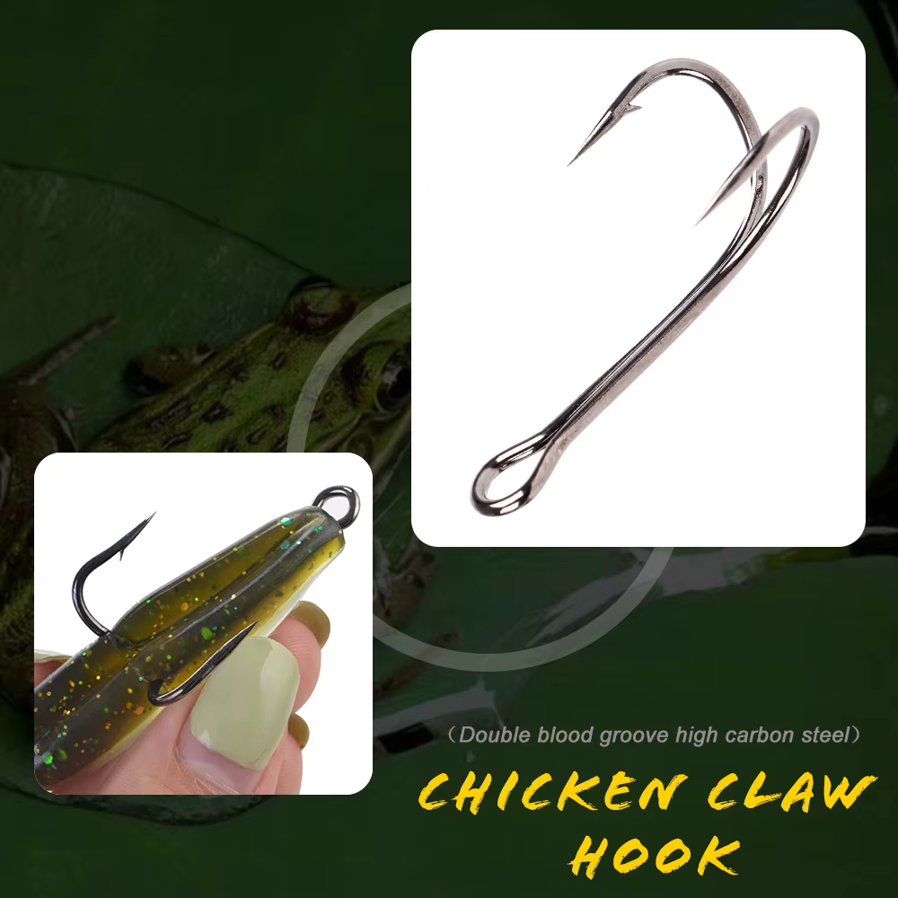 Anzuelos dobles FISH KING - acero al carbono para carpa con vinilo - imagen 5
