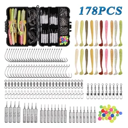 Kit de señuelos trucha con anzuelos Wacky y broches giratorios pesca