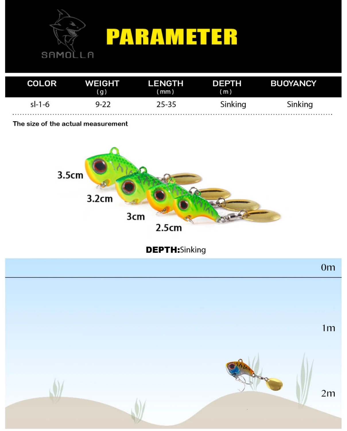 Cuerpo metálico del señuelo mostrando su acabado liso y colores vivos