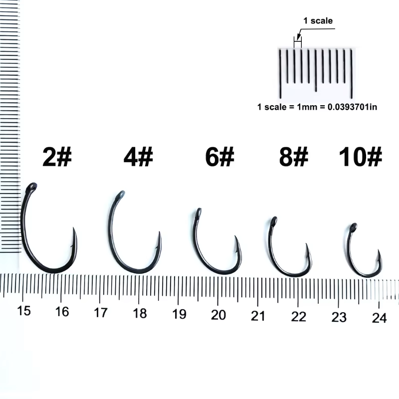 Anzuelos circulares con púas para carpa – Ojos negros mate - imagen 4