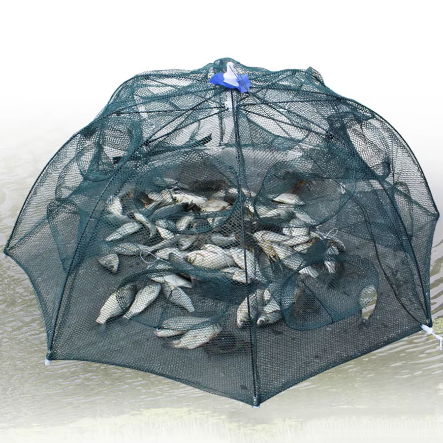 Trampa paraguas plegable para camarones y cangrejos – Red de agujeros