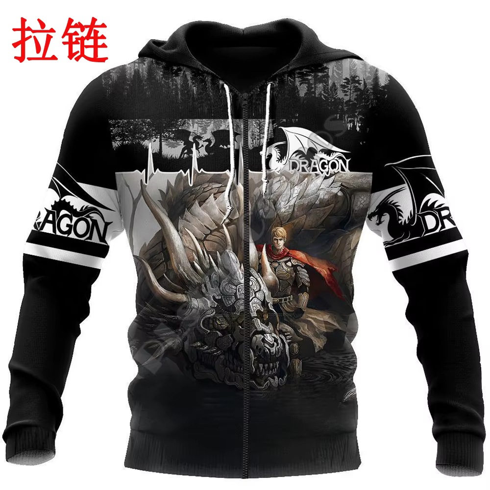 Sudadera Dragon Knight Armor KJ403 - Estampado 3D Pesca - imagen 3