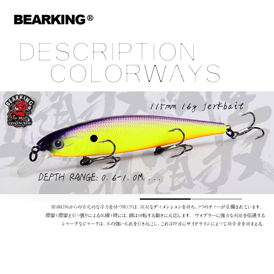 Bearking 115mm 16g Jerkbait Flotante – Para Lucio y Lubina - imagen 5