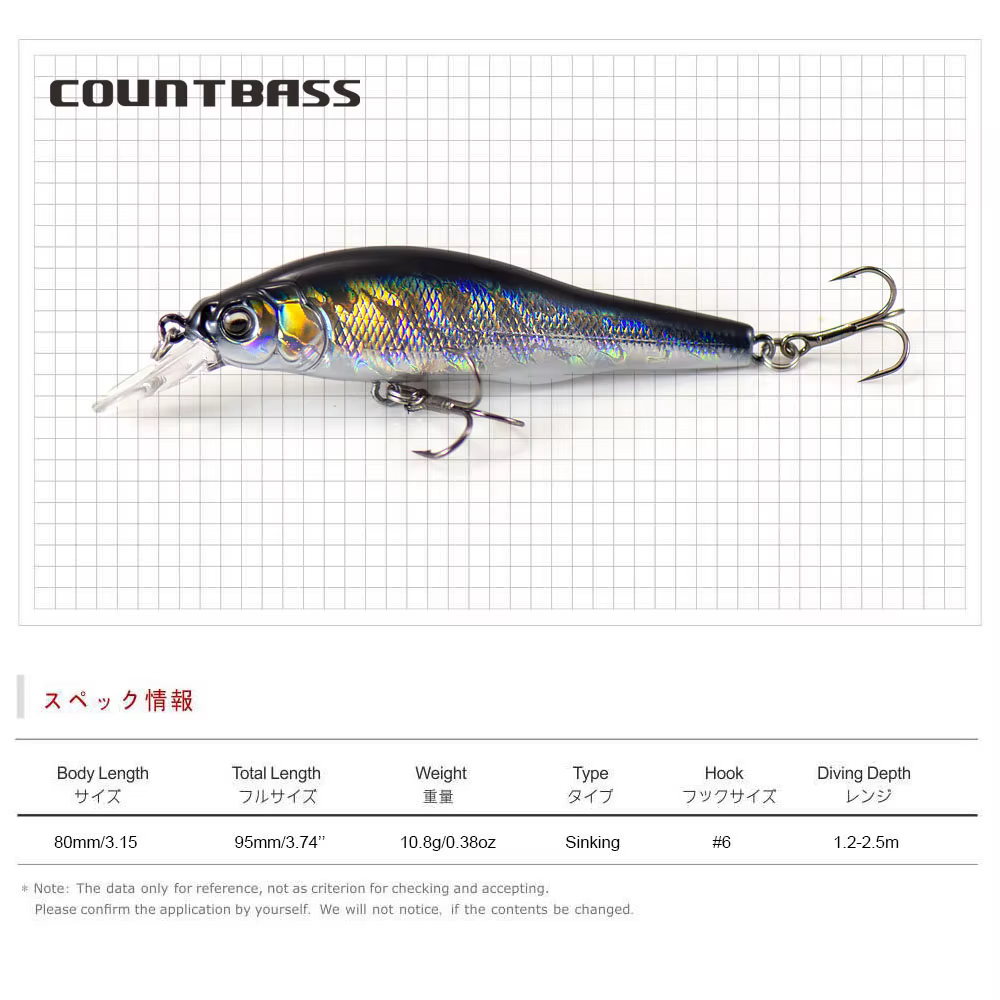 COUNTBASS Afundando Minnow 80mm – Señuelos jerk para la perca - imagen 5