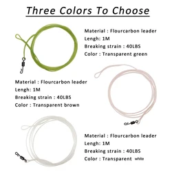 Línea líder fluorocarbono 40LB con clip y swivel para carpa