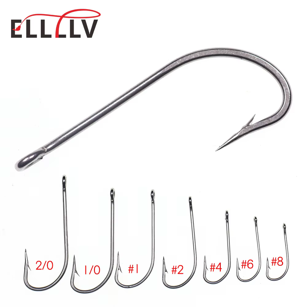 Elllv Gancho O'Shaughnessy Vastago Largo Inox - Moscas Agua Salada